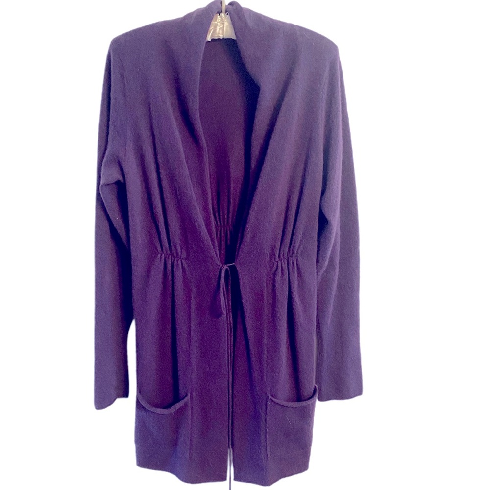 Vince 100% Cashmere Purple Cardigan Duster With Pockets Size M